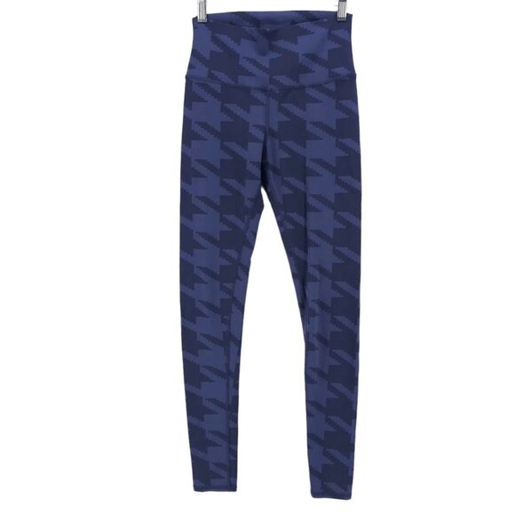 ALO Yoga Blue Houndstooth Leggings Geometric Pattern Size SMALL - Picture 1 of 7